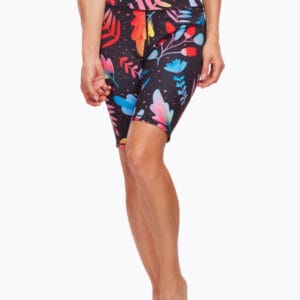 Veselé dámské krátké sportovní legíny Dedoles Neónové květy (D-W-AW-GS-C-RP-1098) XS