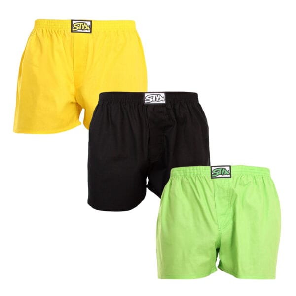 3PACK pánské trenky Styx klasická guma vícebarevné (3A09089) S