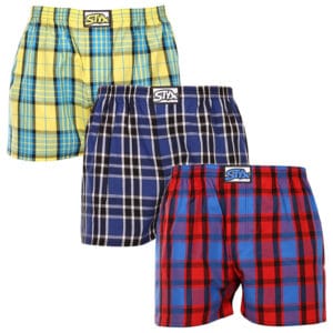 3PACK pánské trenky Styx klasická guma vícebarevné (3A0972) M