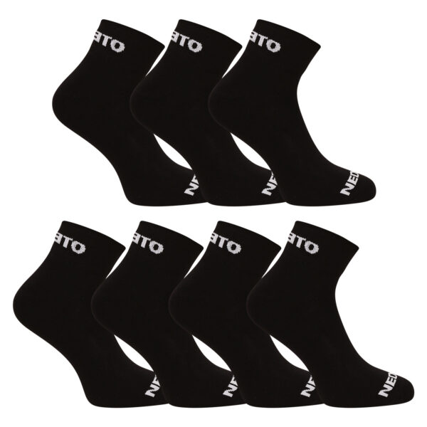 7PACK ponožky Nedeto kotníkové černé (7NDTPK001-brand) L