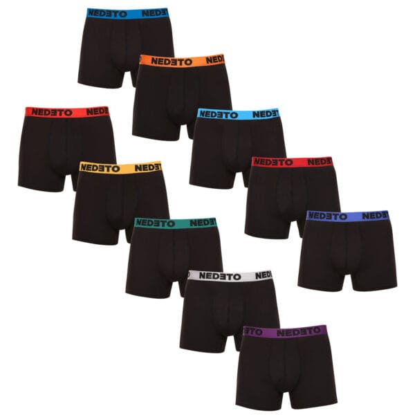 10PACK pánské boxerky Nedeto černé (10NB005) L