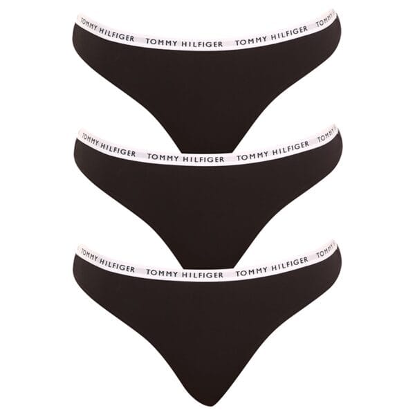 3PACK dámská tanga Tommy Hilfiger černá (UW0UW02829 0R7) XL