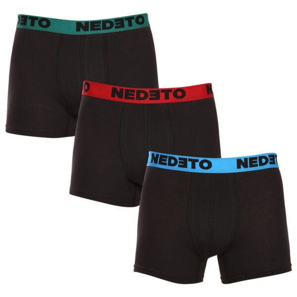 3PACK pánské boxerky Nedeto černé (3NB002) 3XL