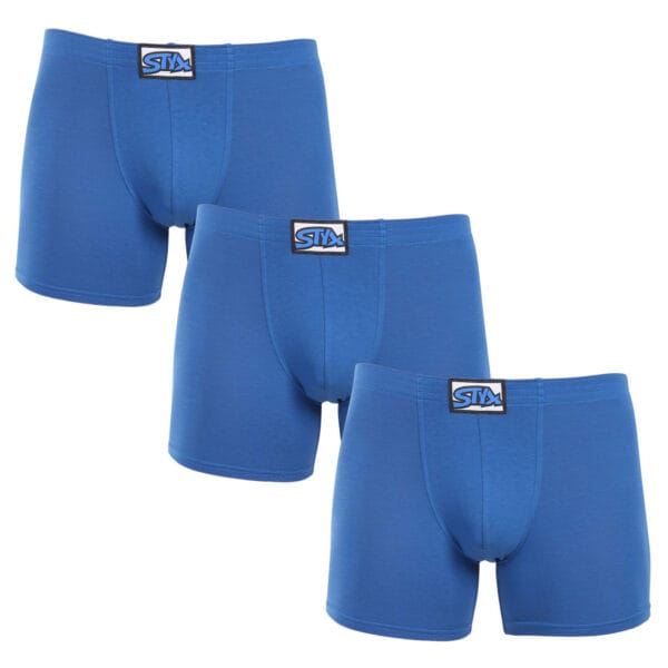 3PACK pánské boxerky Styx long klasická guma modré (3F1167) XXL