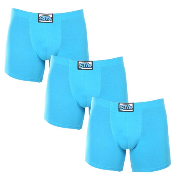 3PACK pánské boxerky Styx long klasická guma světle modré (3F1169) XXL