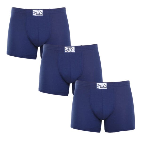 3PACK pánské boxerky Styx long klasická guma tmavě modré (3F0968) XXL