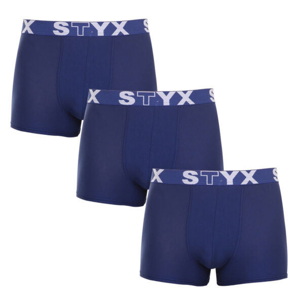 3PACK pánské boxerky Styx sportovní guma tmavě modré (3G968) L
