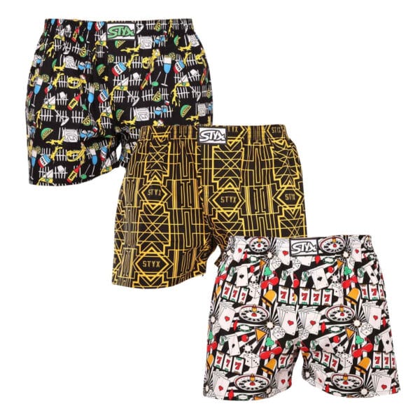 3PACK pánské trenky Styx art klasická guma vícebarevné (3A12123) M