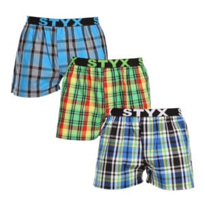 3PACK pánské trenky Styx sportovní guma vícebarevné (3B101720) M