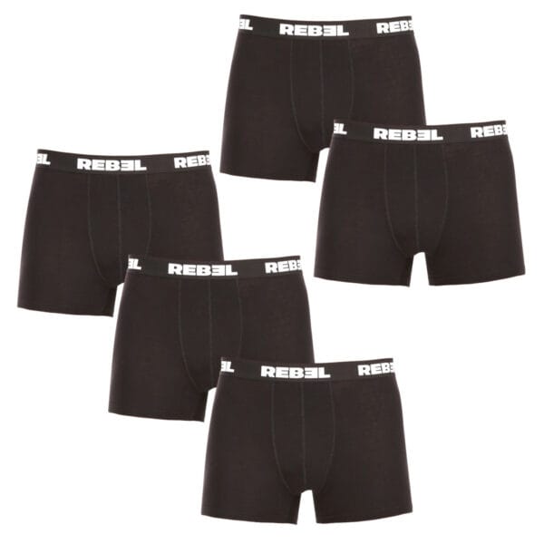 5PACK pánské boxerky Nedeto Rebel černé (5NBR001) 5XL