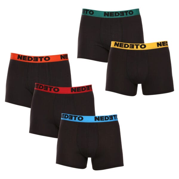 5PACK pánské boxerky Nedeto černé (5NB002b) 3XL