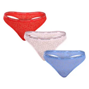 3PACK dámská tanga Tommy Hilfiger nadrozměr vícebarevná (UW0UW04896 0WR) 3XL