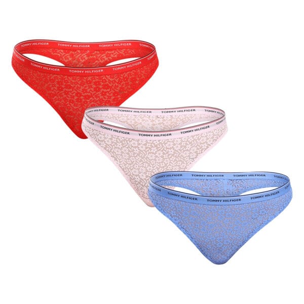 3PACK dámská tanga Tommy Hilfiger nadrozměr vícebarevná (UW0UW04896 0WR) 3XL