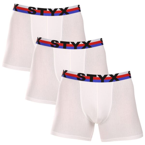 3PACK pánské boxerky Styx long sportovní guma bílé trikolóra (3U2061) L