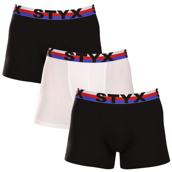 3PACK pánské boxerky Styx long sportovní guma vícebarevné trikolóra (3U19001) L