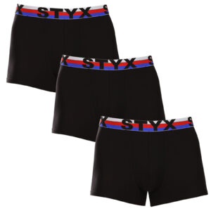3PACK pánské boxerky Styx sportovní guma černé trikolóra (3G1960) M