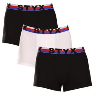 3PACK pánské boxerky Styx sportovní guma vícebarevné trikolóra (3G19001) L