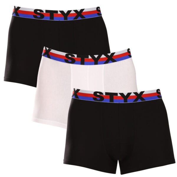 3PACK pánské boxerky Styx sportovní guma vícebarevné trikolóra (3G19001) L