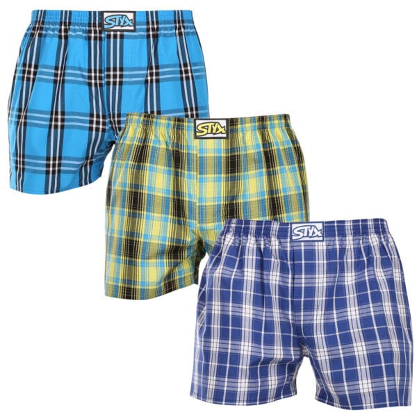 3PACK pánské trenky Styx klasická guma vícebarevné (3A102130) M
