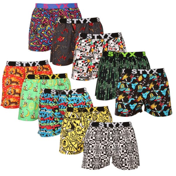 10PACK pánské trenky Styx art sportovní guma vícebarevné (10B112509501234) M