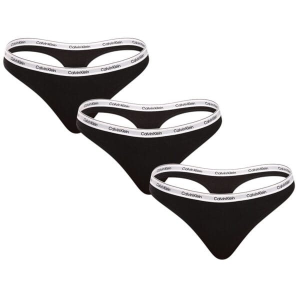 3PACK dámská tanga Calvin Klein černé (QD5209E-UB1) XXL