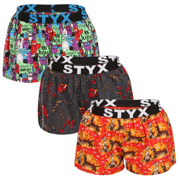 3PACK dámské trenky Styx art sportovní guma vícebarevné (3T15245) 3XL