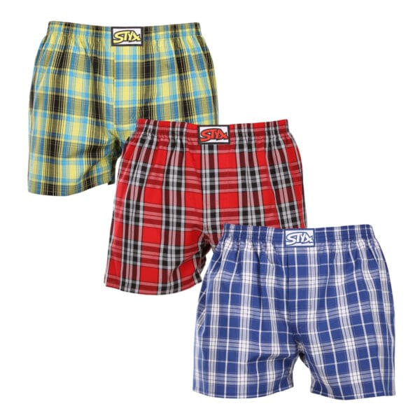 3PACK pánské trenky Styx klasická guma vícebarevné (3A102124) L