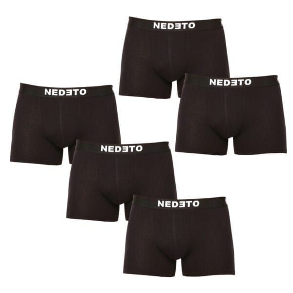 5PACK pánské boxerky Nedeto černé (5NDTB001-brand) XL