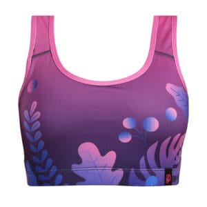 Veselá dámská sportovní podprsenka Dedoles Fialové listy (D-W-AW-GB-C-RP-1281) XS