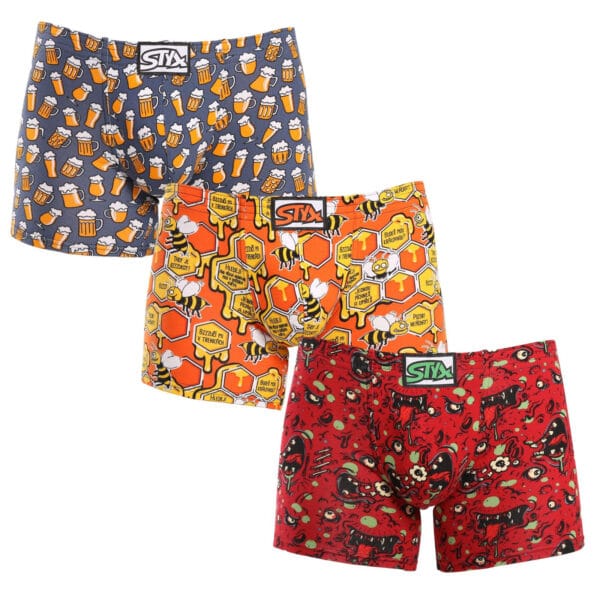 3PACK pánské boxerky Styx long art klasická guma vícebarevné (3F13714) XL