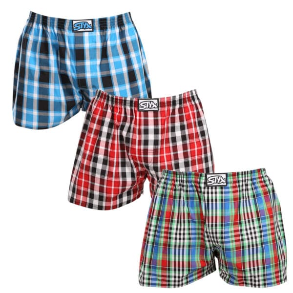 3PACK pánské trenky Styx klasická guma vícebarevné (3A103456) S