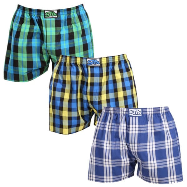 3PACK pánské trenky Styx klasická guma vícebarevné (3A103890) L
