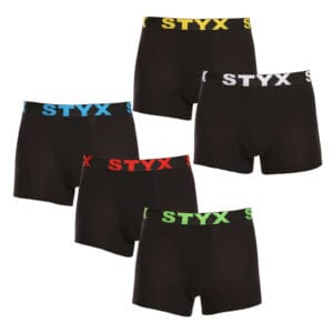 5PACK pánské boxerky Styx sportovní guma černé (5G9601) S