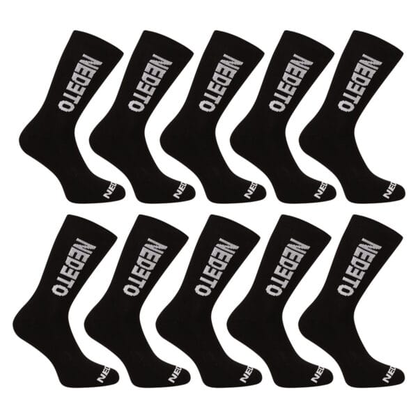 10PACK ponožky Nedeto vysoké černé (10NDTP001-brand) L