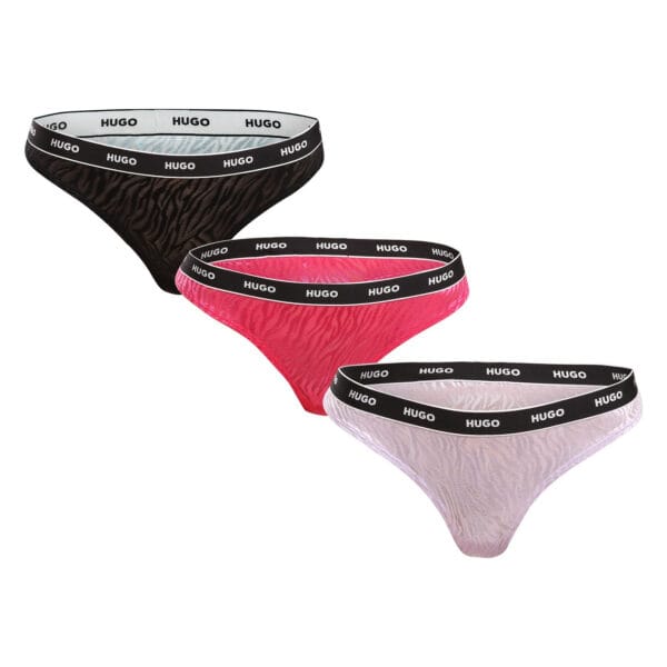3PACK dámská tanga HUGO vícebarevná (50523829 960) XXL