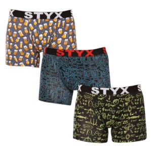 3PACK pánské boxerky Styx long art sportovní guma vícebarevné (3U12672/2) L