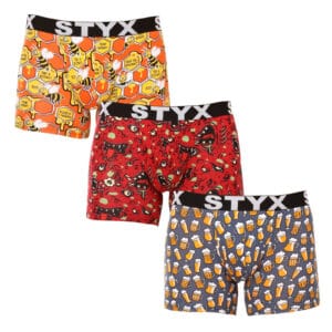 3PACK pánské boxerky Styx long art sportovní guma vícebarevné (3U13714) L