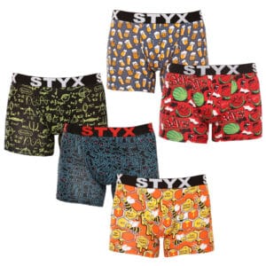 5PACK pánské boxerky Styx long art sportovní guma vícebarevné (5U1267924) XL