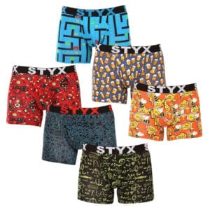 6PACK pánské boxerky Styx long art sportovní guma vícebarevné (6U12697124/2) M