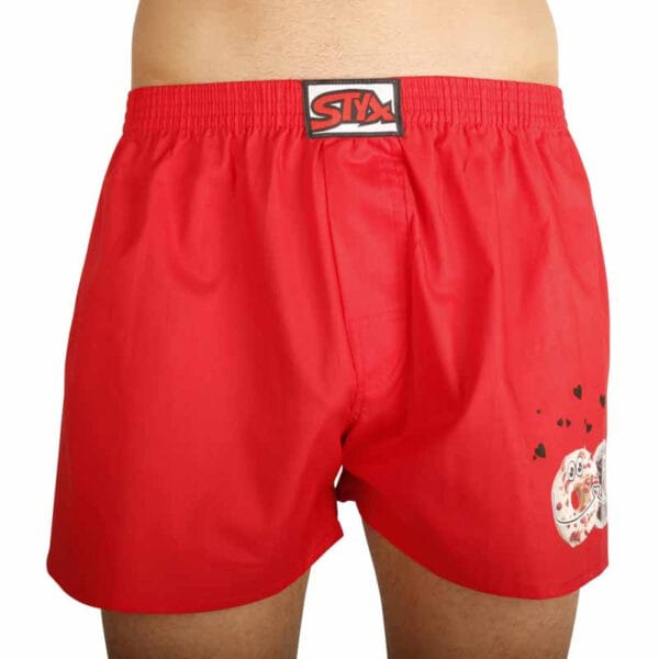 Pánské trenky Styx art klasická guma donuty červené S
