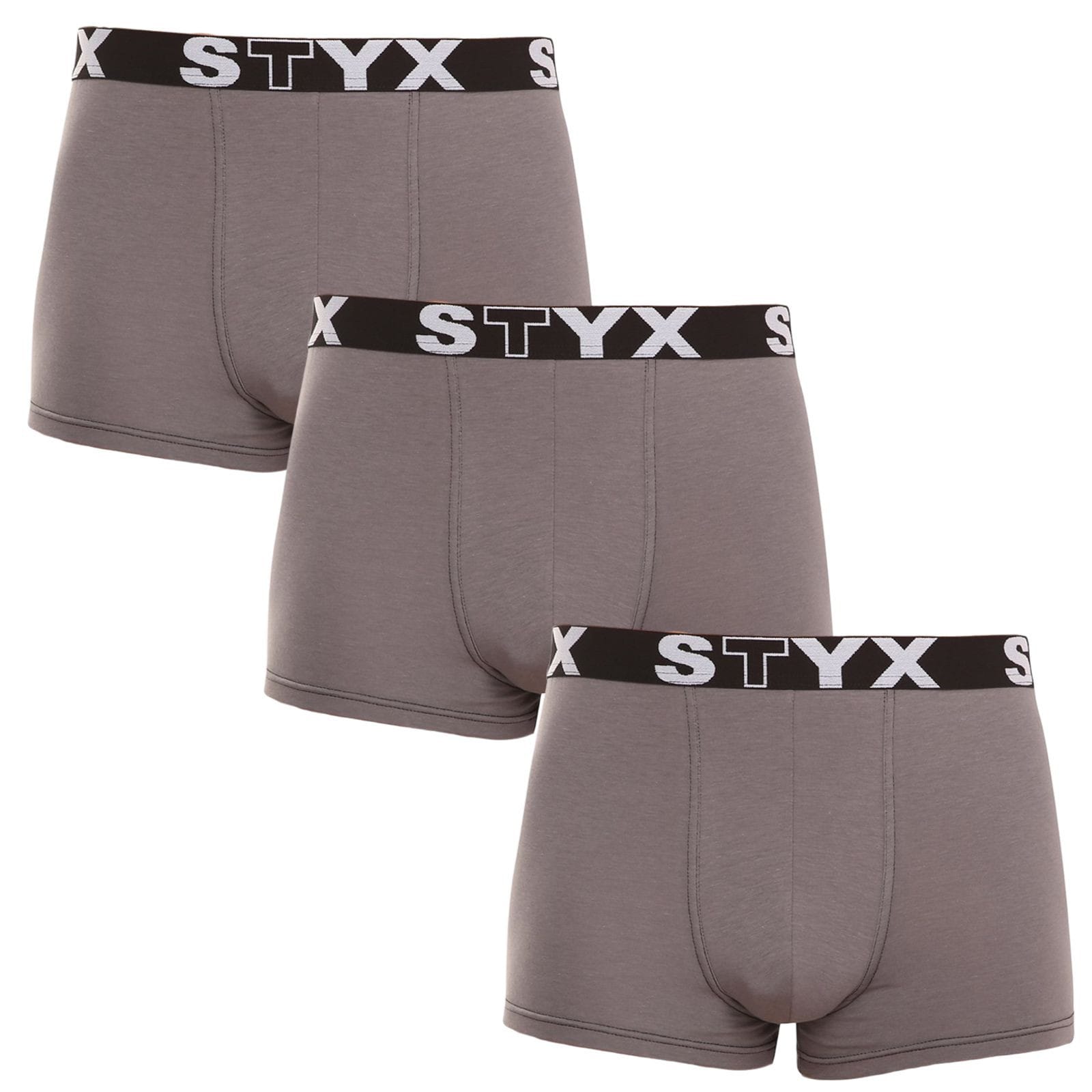 3PACK pánské boxerky Styx sportovní guma nadrozměr tmavě šedé (R10636363) 3XL
