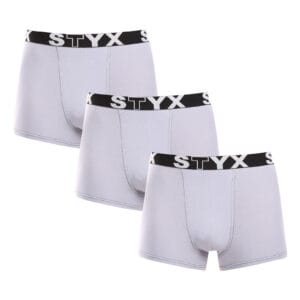 3PACK pánské boxerky Styx sportovní guma šedé (G10676767) L