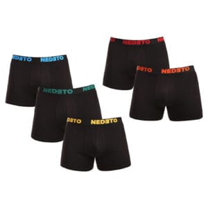 5PACK pánské boxerky Nedeto černé (5NB003) L