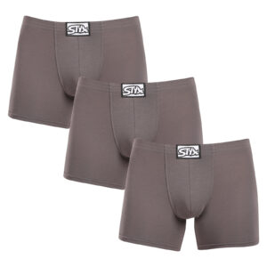 3PACK pánské boxerky Styx long klasická guma tmavě šedé (3F1063) M