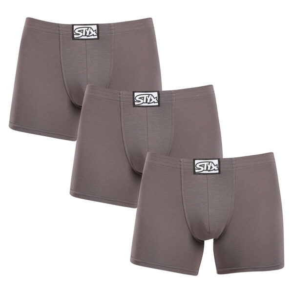 3PACK pánské boxerky Styx long klasická guma tmavě šedé (3F1063) XL