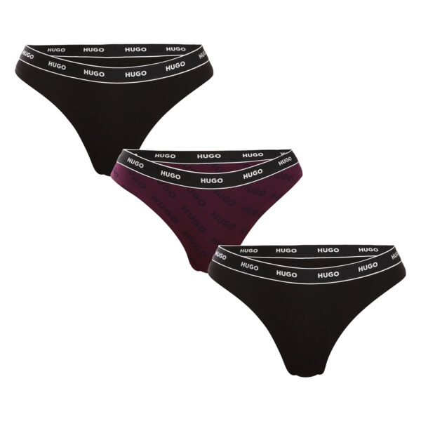 3PACK dámská tanga HUGO vícebarevná (50495870 520) XXL