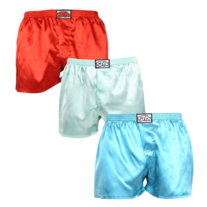 3PACK pánské trenky Styx klasická guma saténové vícebarevné (3C06372) XXL