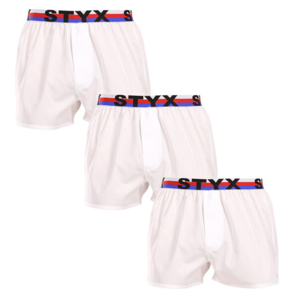 3PACK pánské trenky Styx sportovní guma bílé trikolóra (3B2061) L
