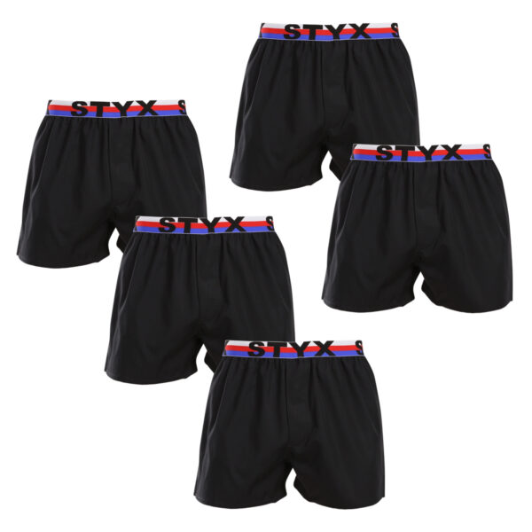 5PACK pánské trenky Styx sportovní guma černé trikolóra (5B1960) L
