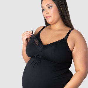 Dámská noční košilka Hotmilk Dream Nightie FULL CAP kojicí černá (DNB) XXL